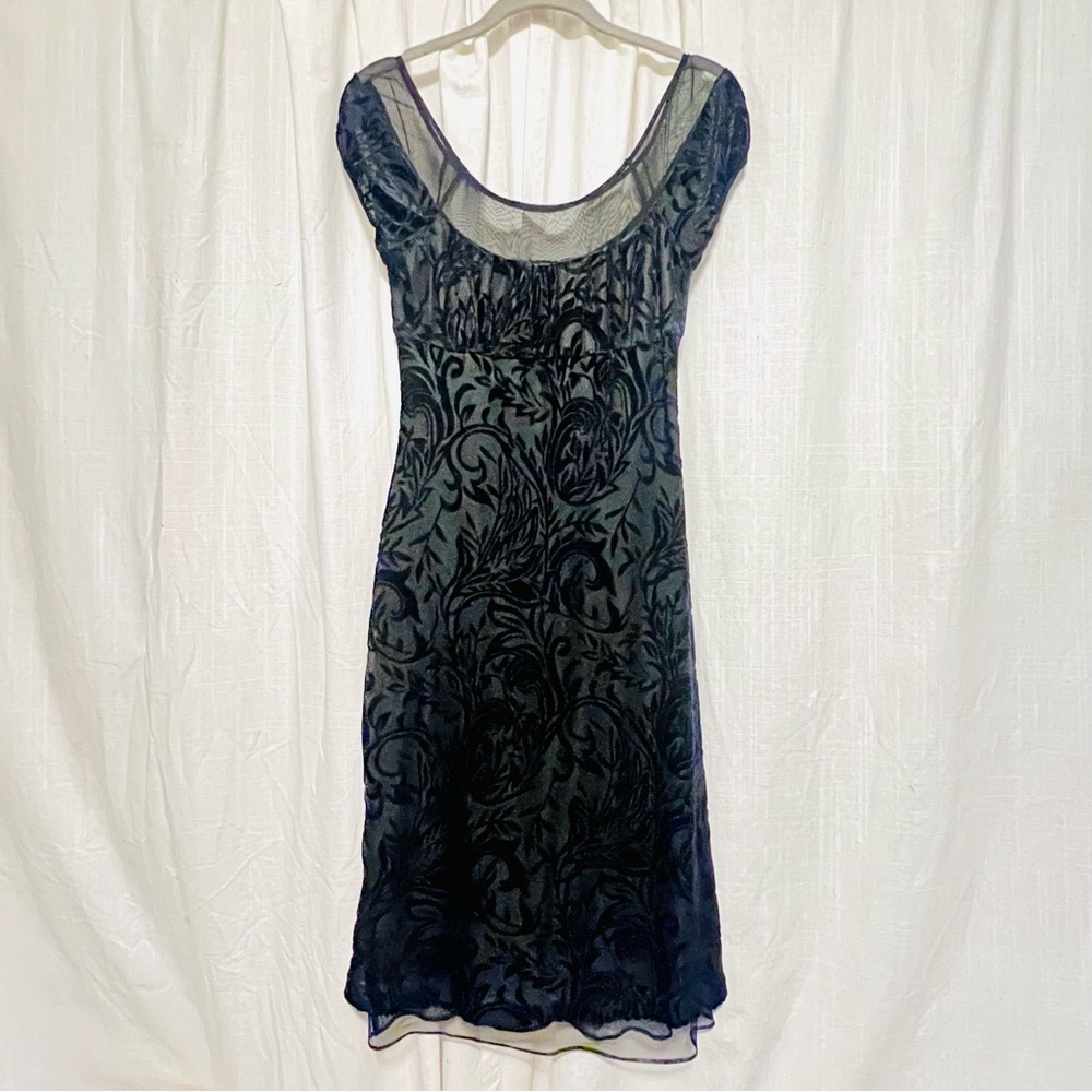 Vintage Betsey Johnson Black Mesh Velvet Dress